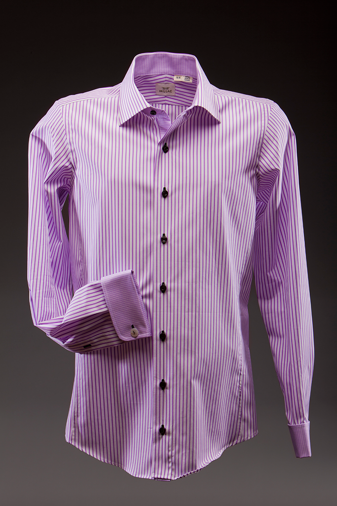 Luciano purple striped Dress Shirt   - mujaestore