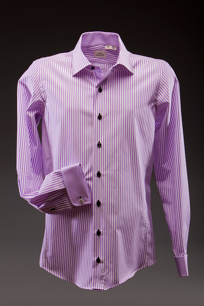 Luciano purple striped Dress Shirt - mujaestore