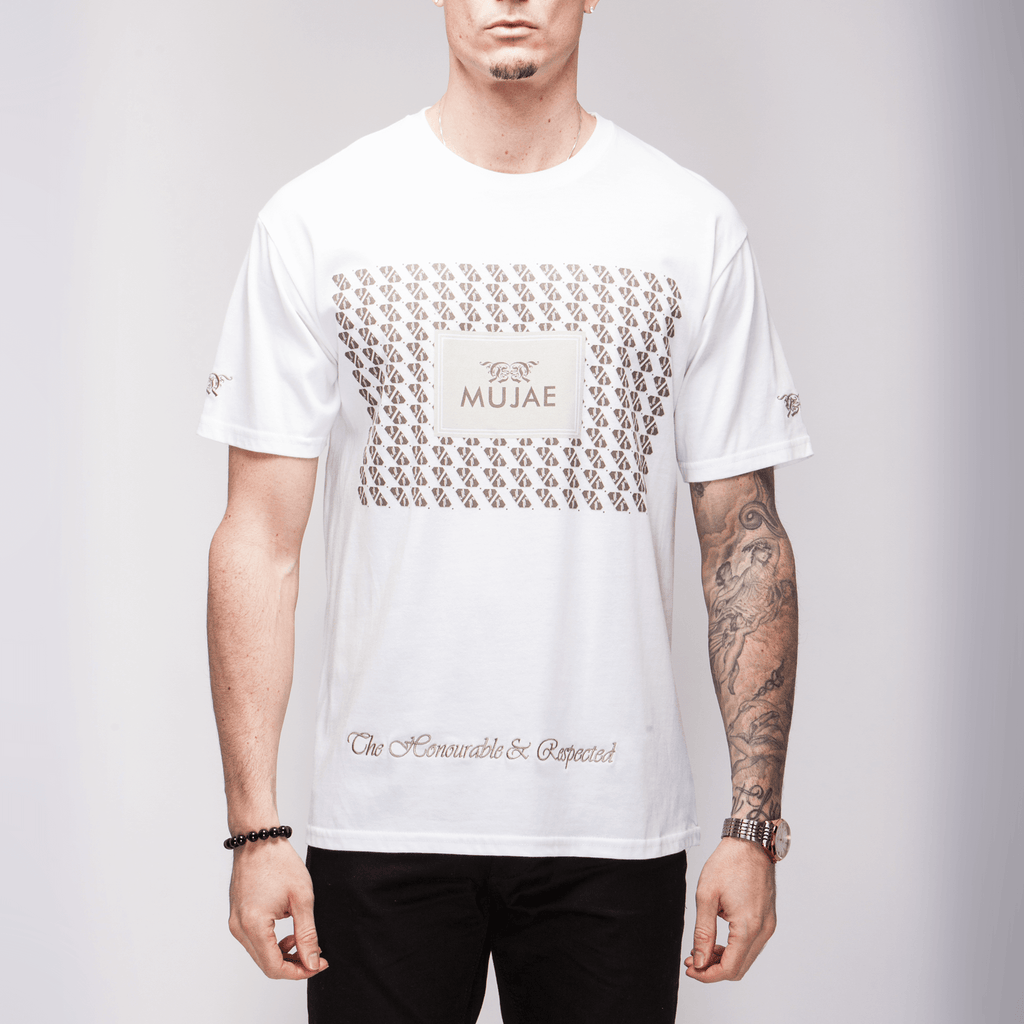 Platinum Gold Mujae Monogram Tee (tagline embroidery) Shirts - mujaestore